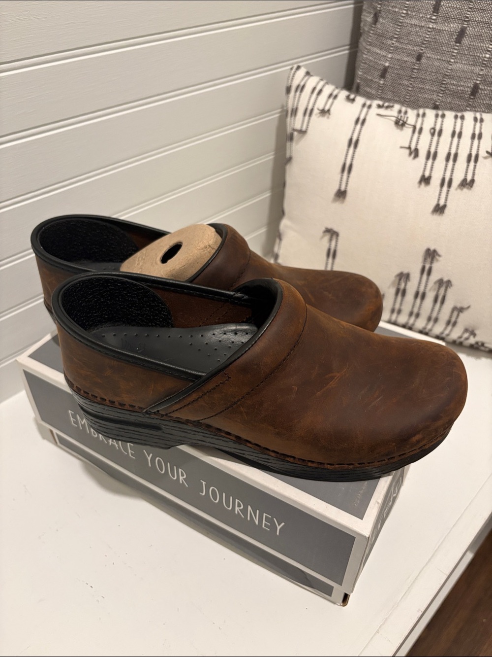 Dansko Brown Leather Slip-On Clogs
